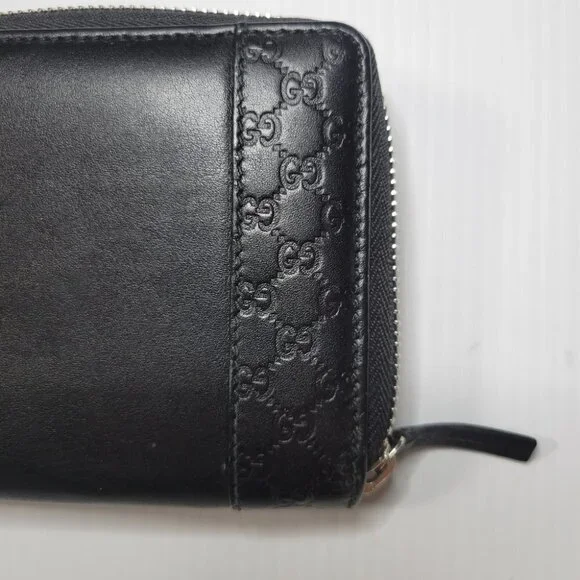 GUCCI embossed leather logo zip around long wallet black - Picture 4 of 15